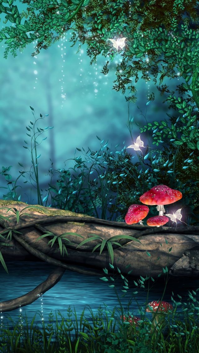 幻想的な森に光る蝶 スマホ壁紙 Iphone待受画像ギャラリー