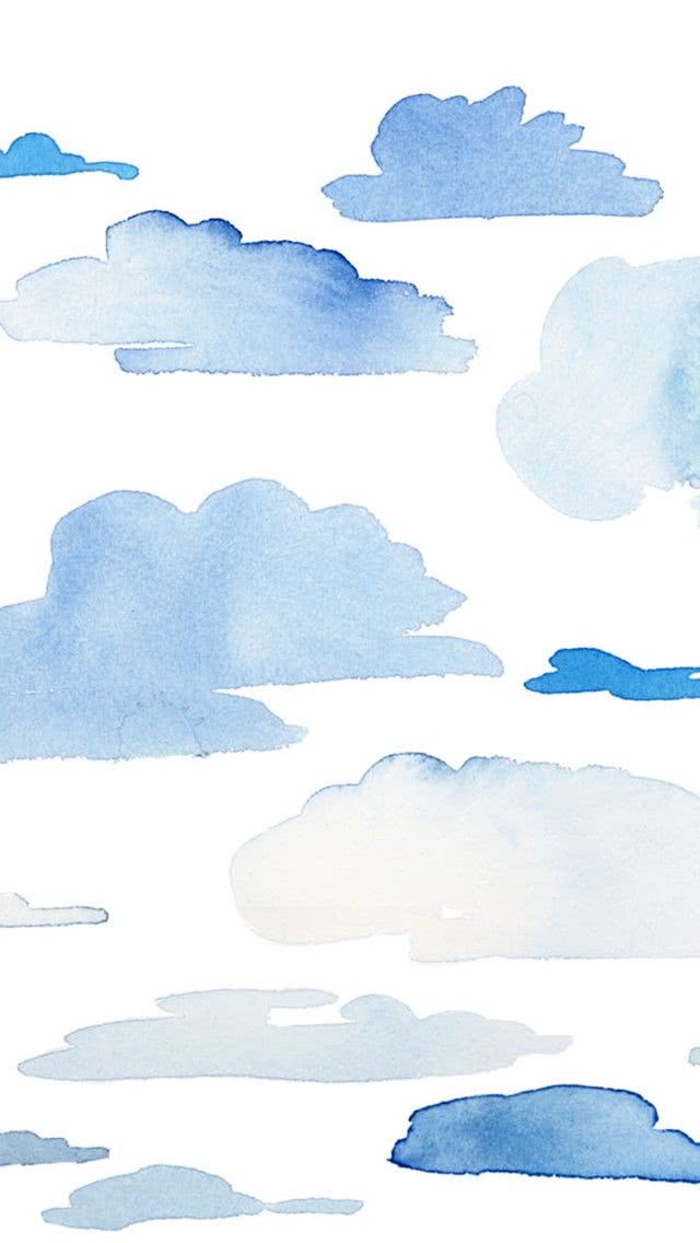水彩絵の具で描いた雲 スマホ壁紙 Iphone待受画像ギャラリー