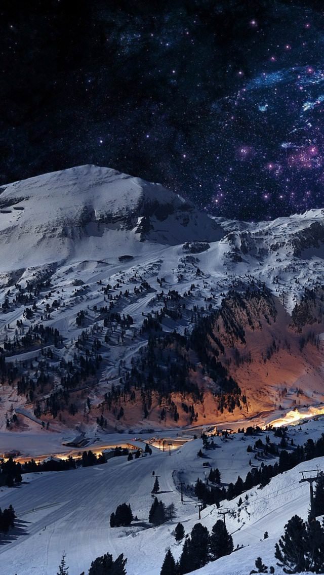 星空と雪の銀世界 スマホ壁紙 Iphone待受画像ギャラリー