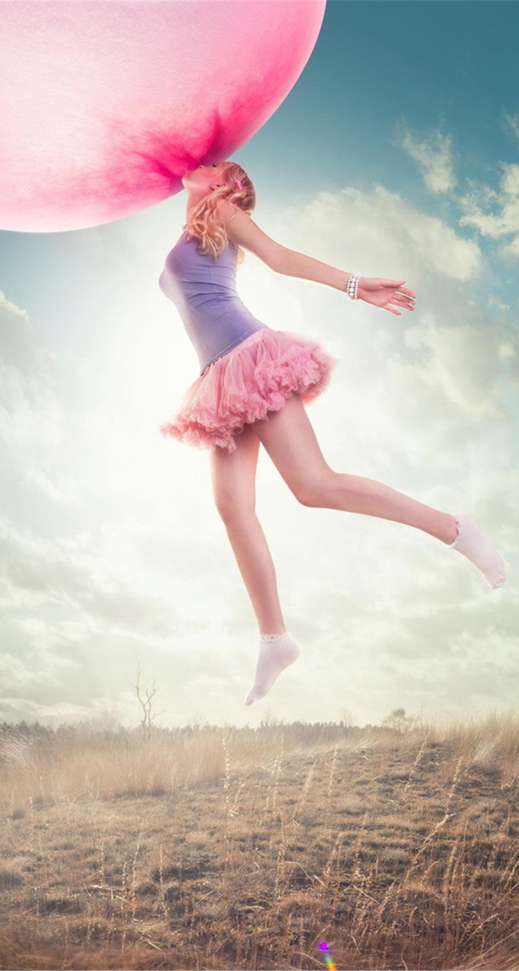風船で飛ぶ少女 Iphone5s壁紙 待受画像ギャラリー