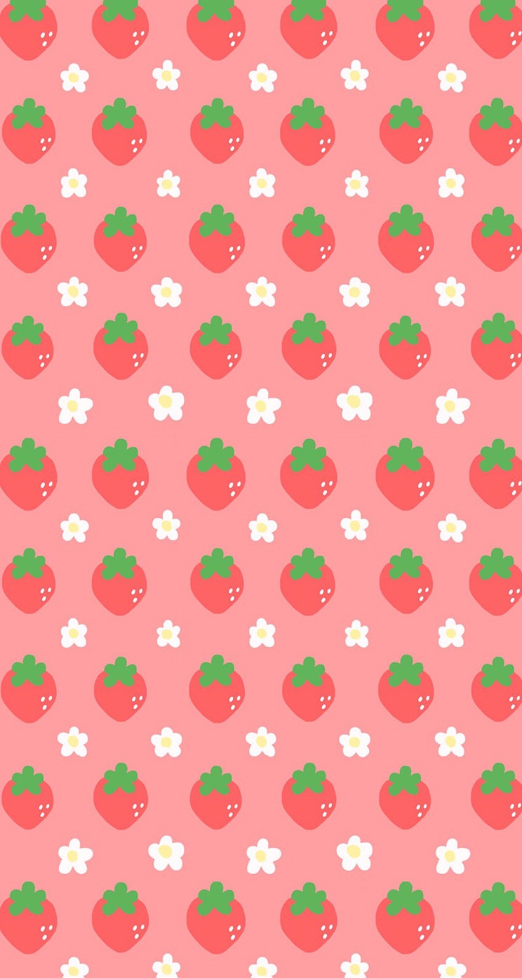 かわいいイチゴ模様のiphone壁紙 Iphone5s壁紙 待受画像ギャラリー