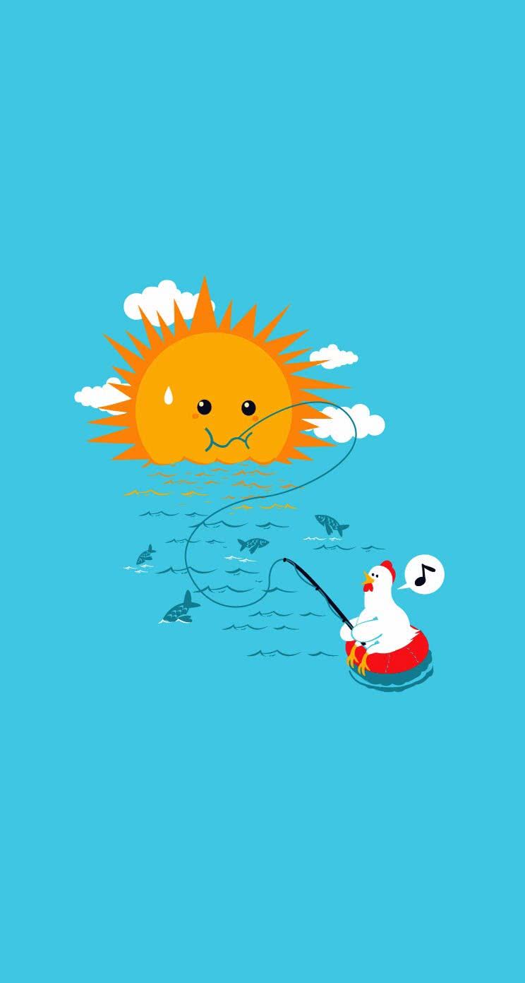 太陽と鳥のイラスト Iphone5s壁紙 待受画像ギャラリー