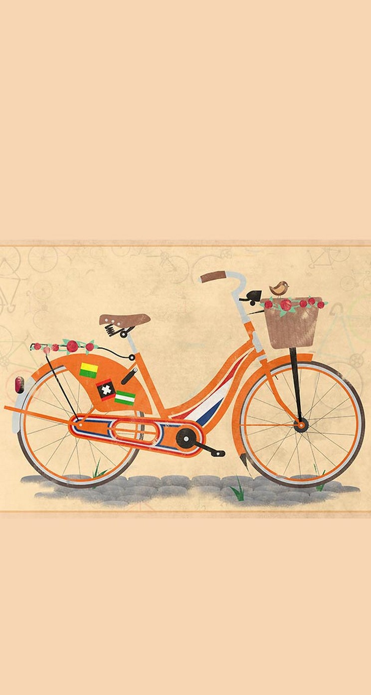 自転車 レトロなイラスト Iphone5s壁紙 待受画像ギャラリー