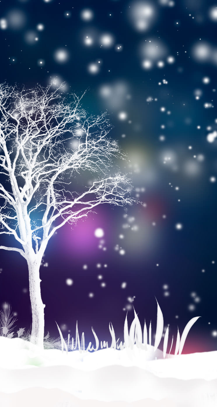 おしゃれな雪の降るイラスト Iphone5s壁紙 待受画像ギャラリー