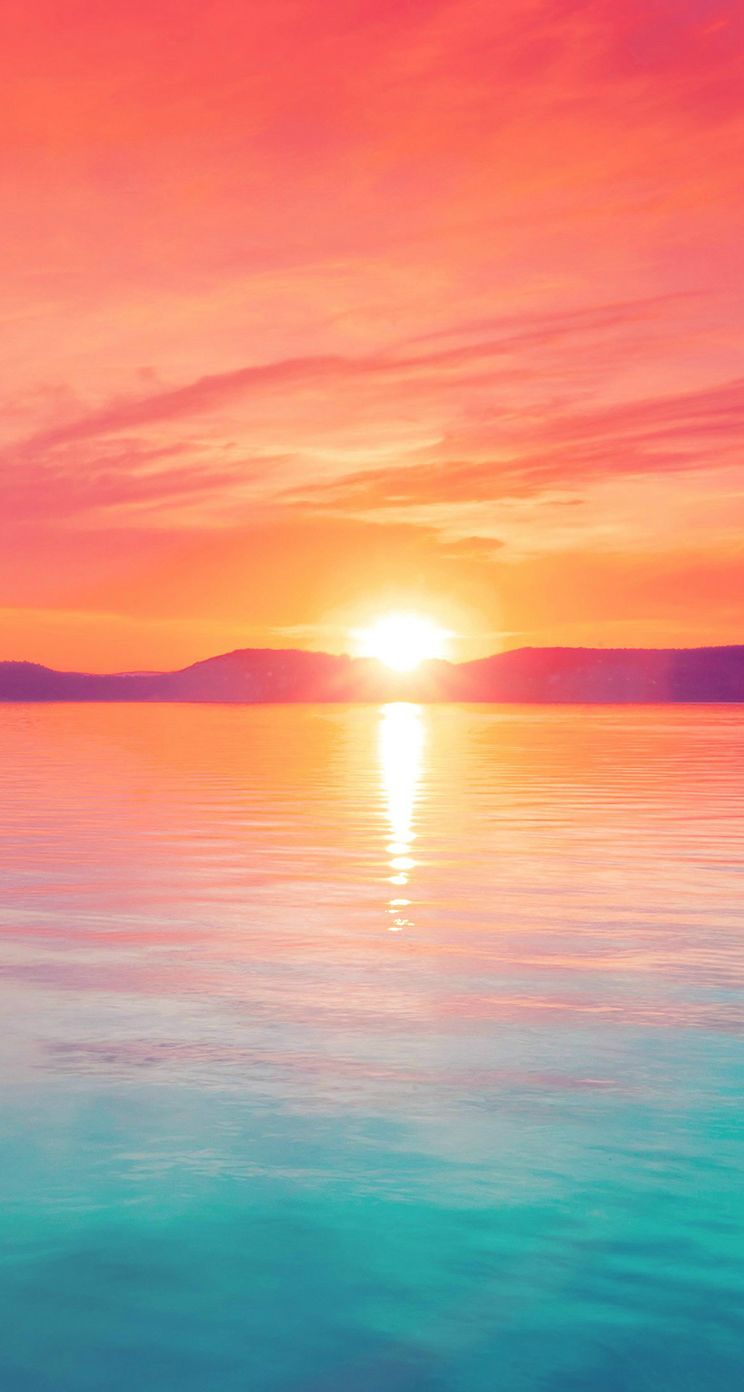 夕焼けの海 赤と青のグラデーション Iphone5s壁紙 待受画像ギャラリー