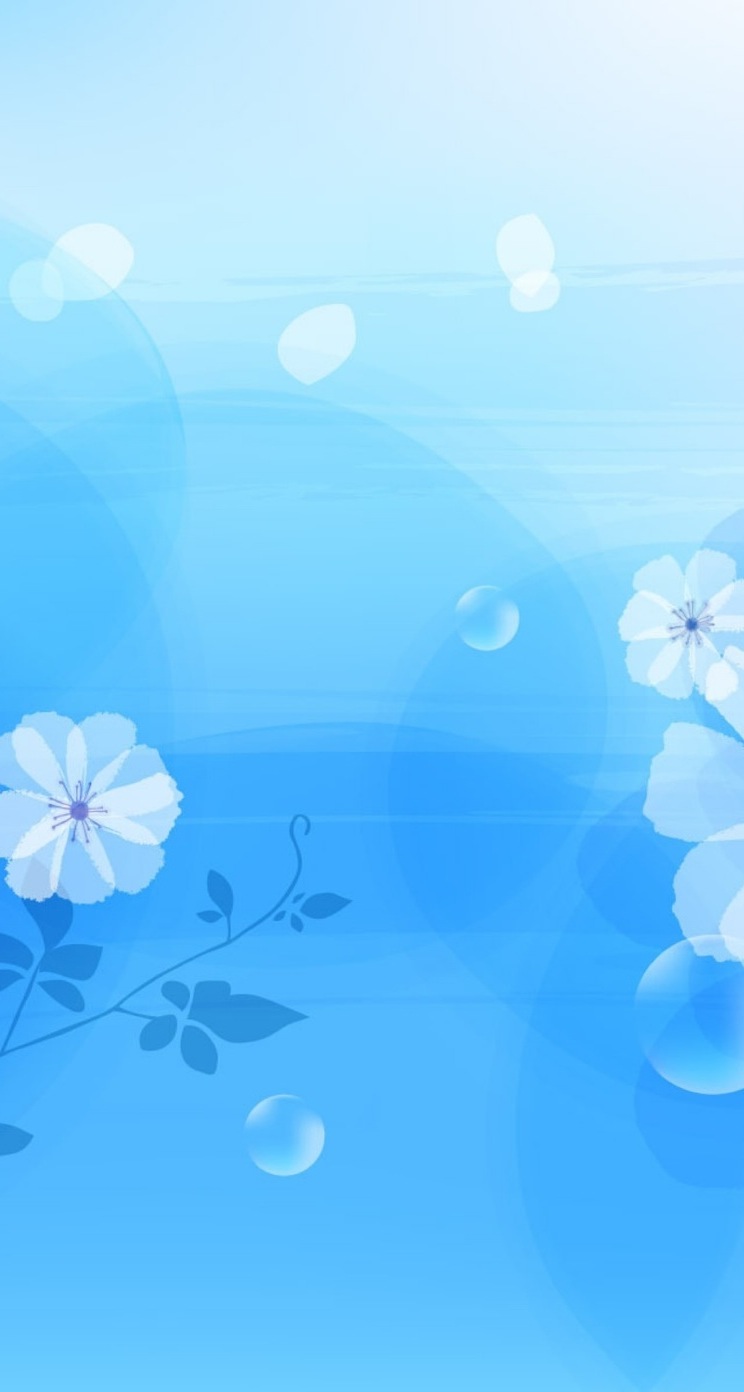 花のイラスト ブルー Iphone5s壁紙 待受画像ギャラリー