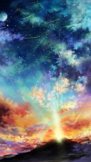 虹と星空
